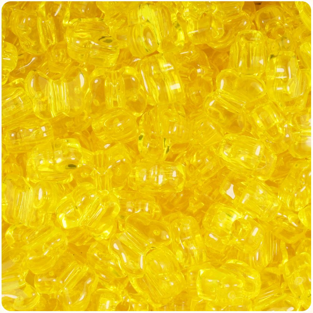 Yellow Transparent 13mm Butterfly Pony Beads (50pcs)