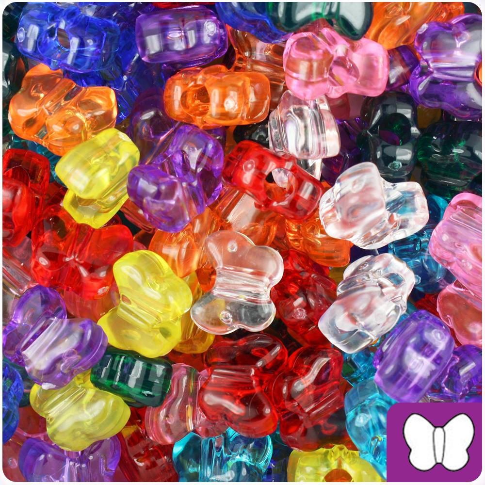 Transparent Mix 13mm Butterfly Pony Beads (50pcs)