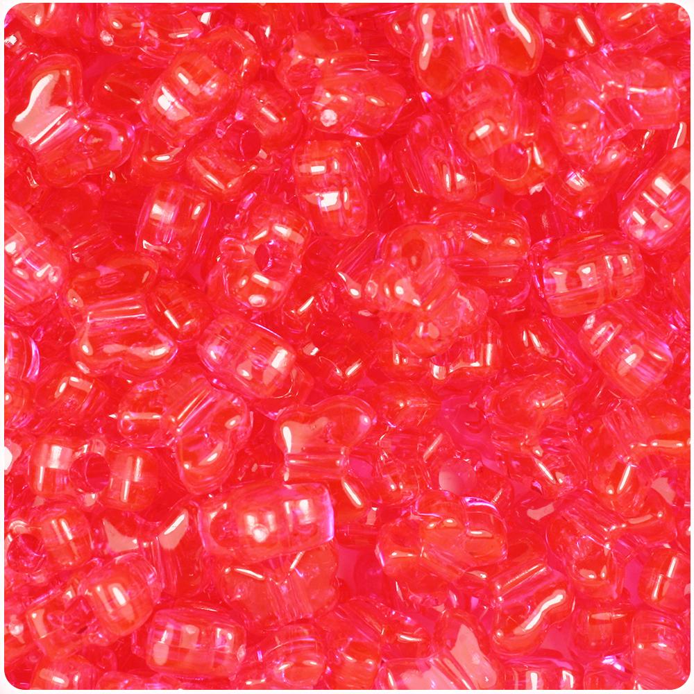 Hot Pink Transparent 13mm Butterfly Pony Beads (50pcs)