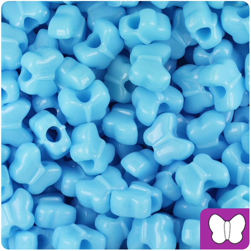 Baby Blue Opaque 13mm Butterfly Pony Beads (50pcs)