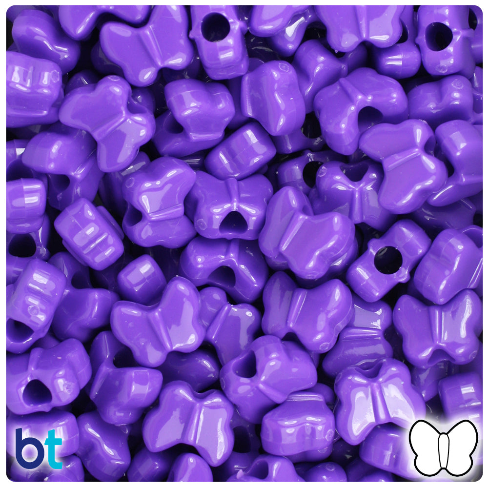 Dark Lilac Opaque 13mm Butterfly Pony Beads (250pcs)