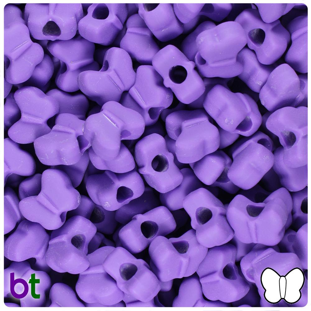 Dark Lilac Matte 13mm Butterfly Pony Beads (50pcs)