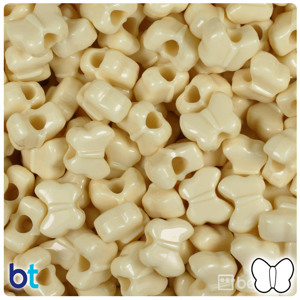 Ivory Opaque 13mm Butterfly Pony Beads (250pcs)
