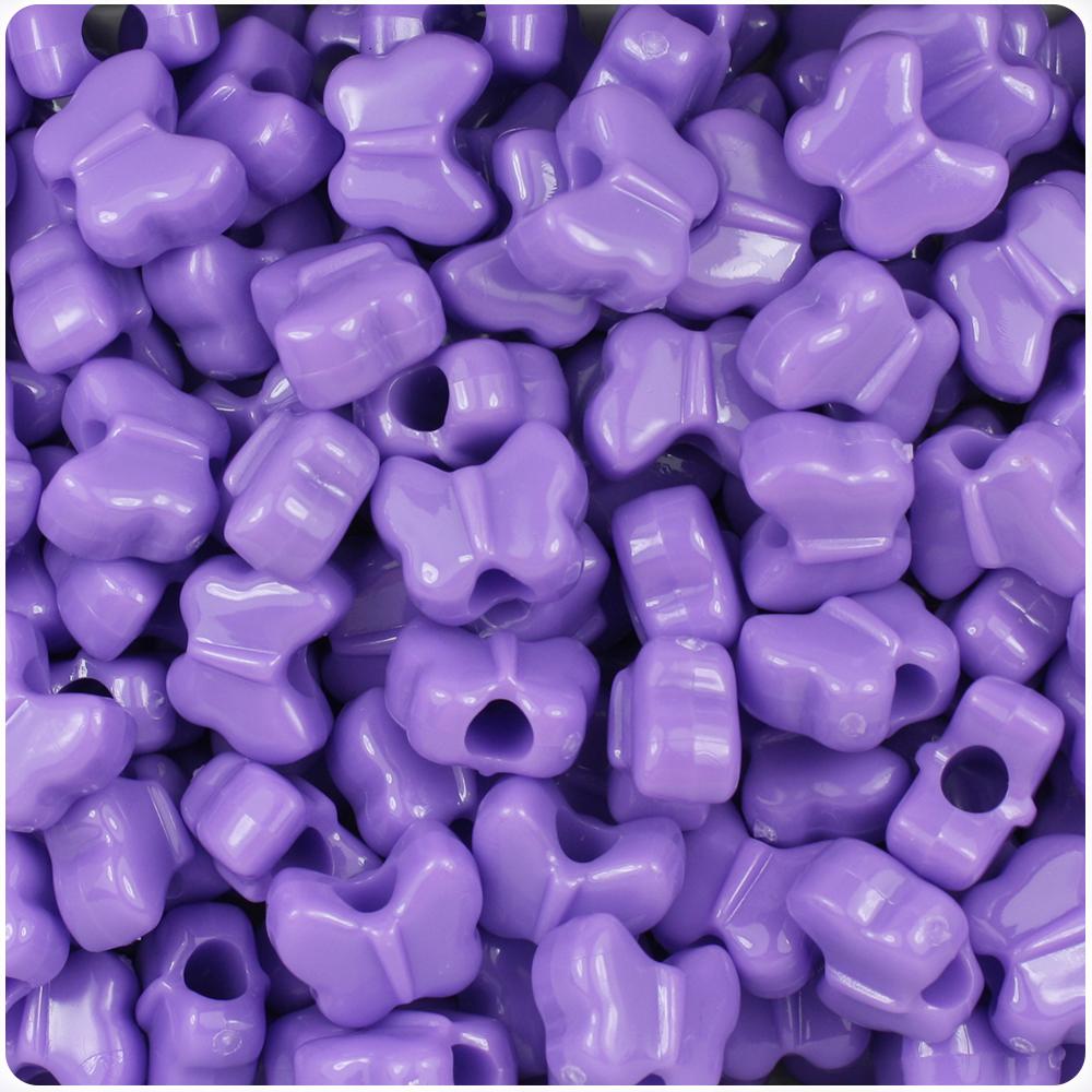 Lilac Opaque 13mm Butterfly Pony Beads (50pcs)