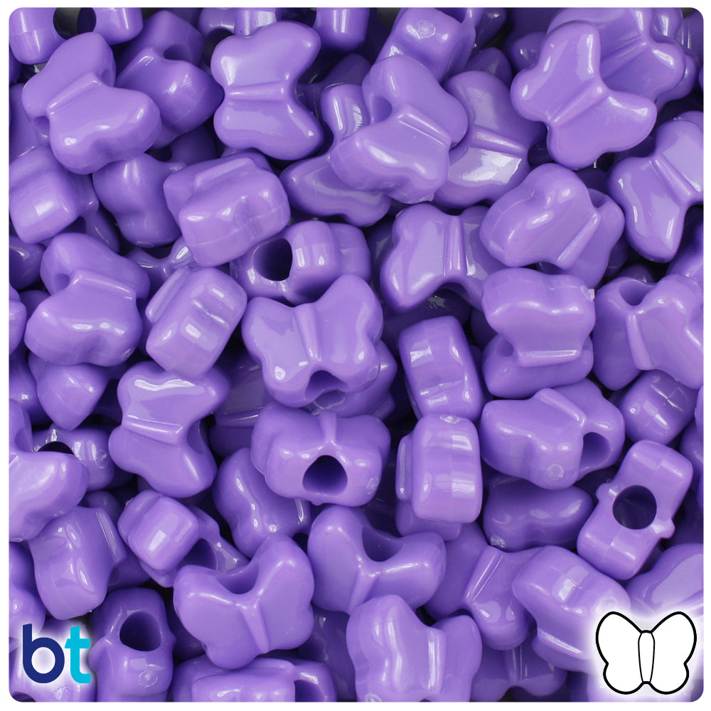 Lilac Opaque 13mm Butterfly Pony Beads (250pcs)
