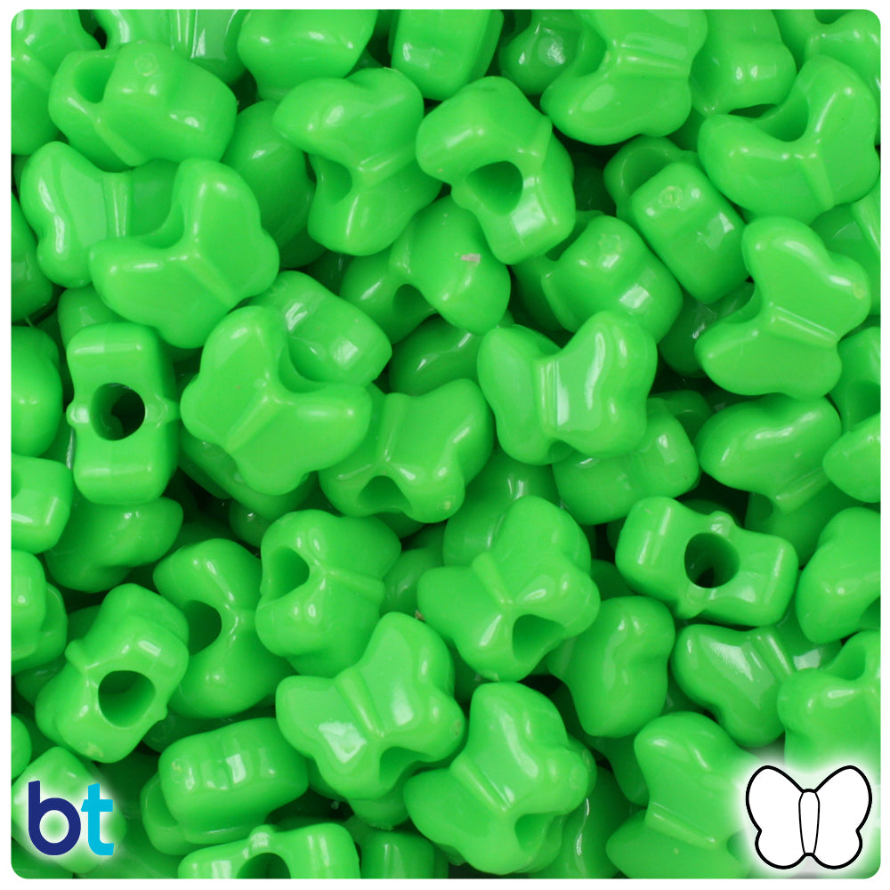 Lime Opaque 13mm Butterfly Pony Beads (250pcs)