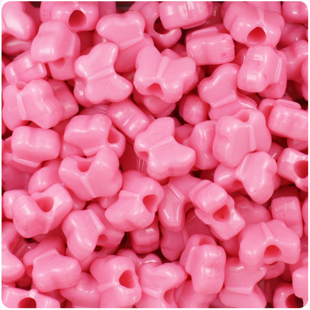 Baby Pink Opaque 13mm Butterfly Pony Beads (50pcs)