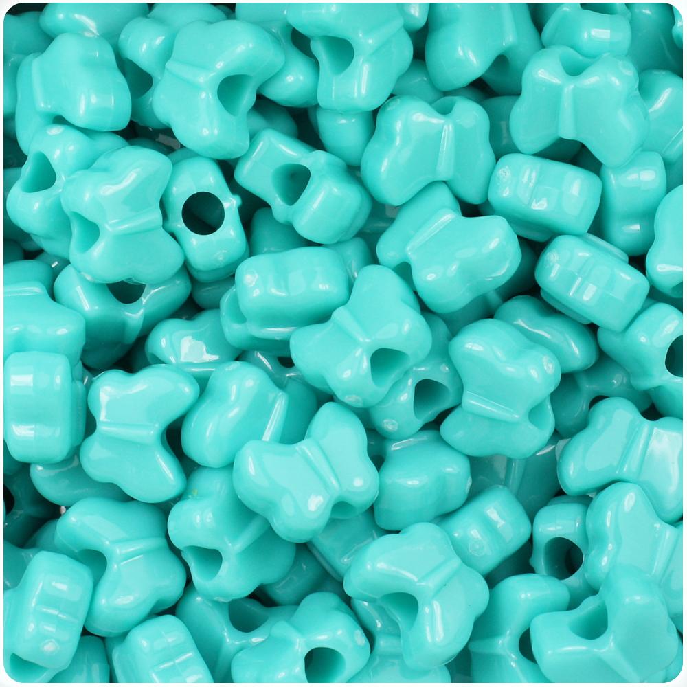 Light Turquoise Opaque 13mm Butterfly Pony Beads (50pcs)