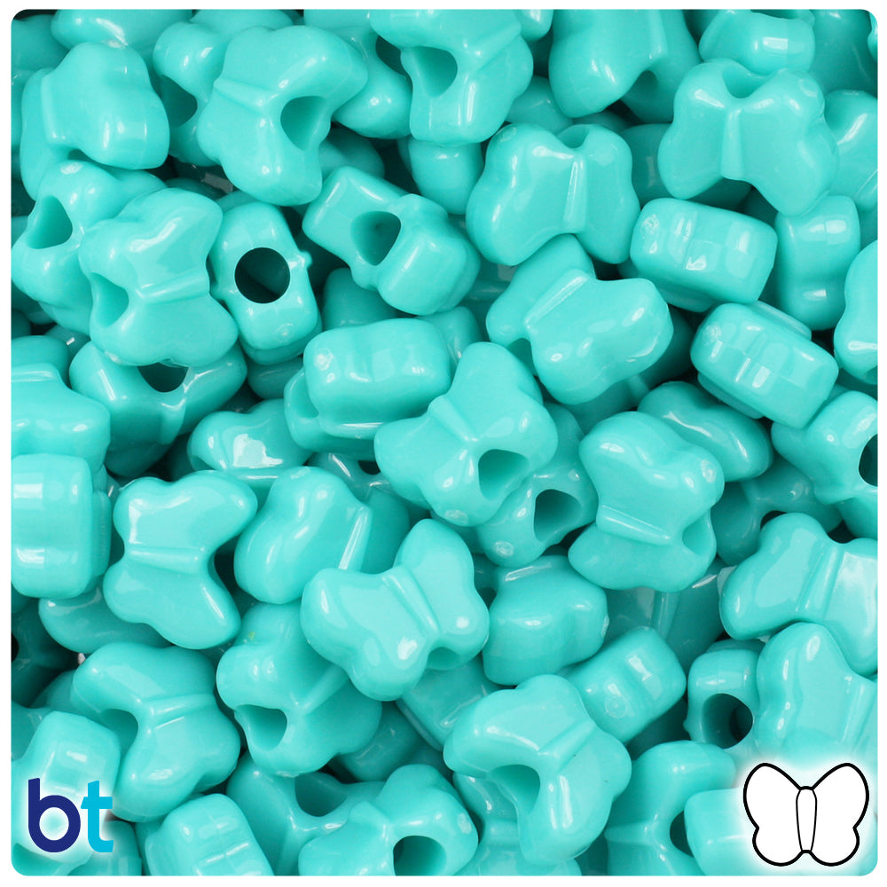 Light Turquoise Opaque 13mm Butterfly Pony Beads (250pcs)