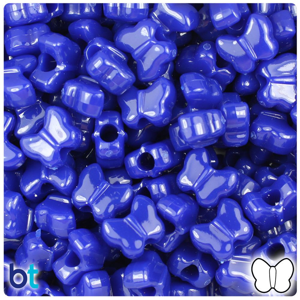 Royal Blue Opaque 13mm Butterfly Pony Beads (250pcs)