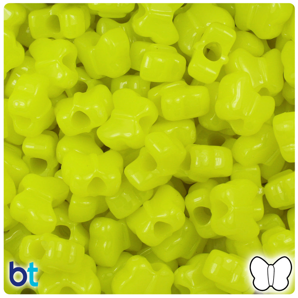Lemon Neon Bright 13mm Butterfly Pony Beads (250pcs)