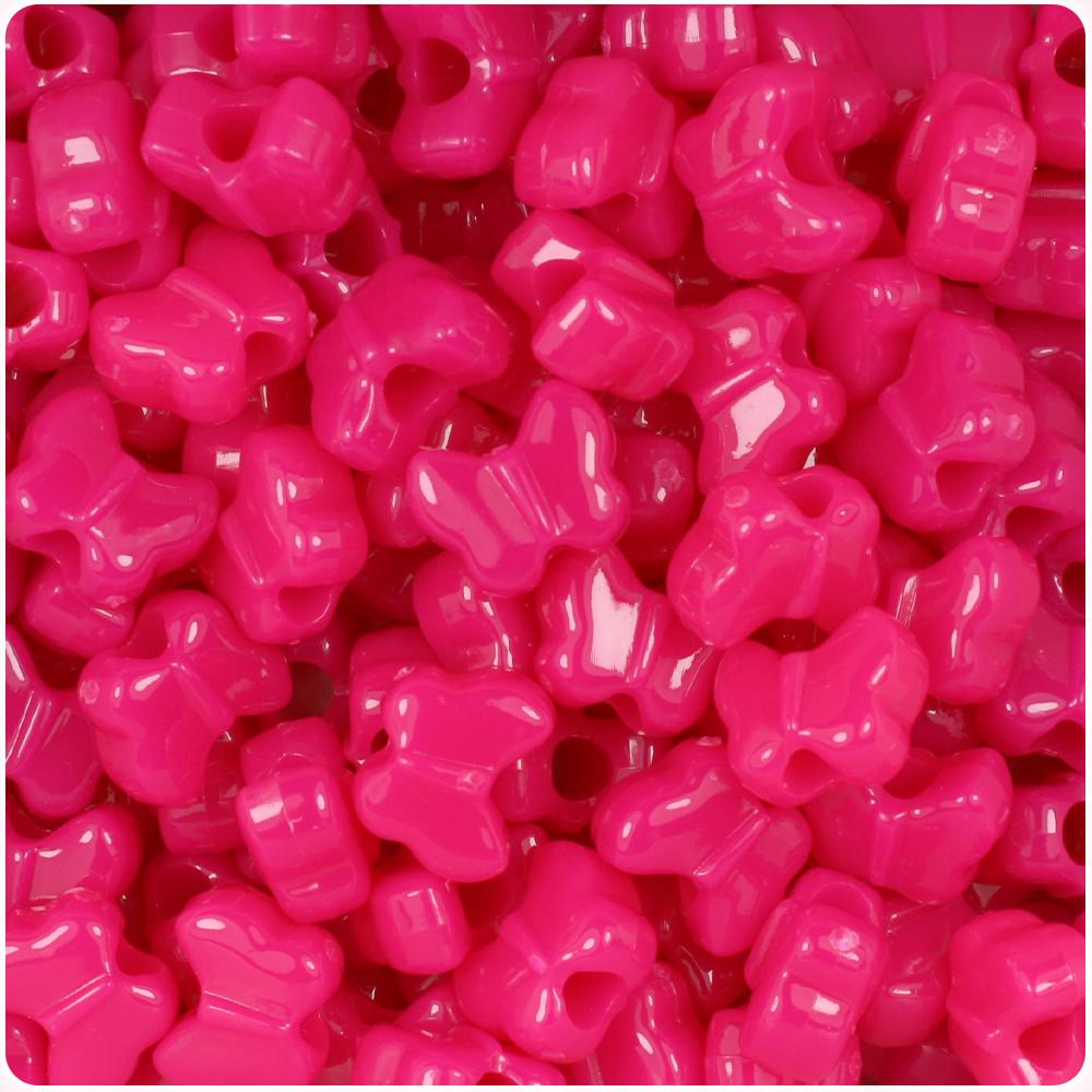 Magenta Neon Bright 13mm Butterfly Pony Beads (50pcs)
