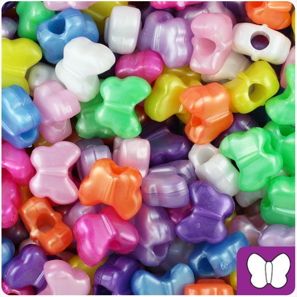 Pearl Mix 13mm Butterfly Pony Beads (50pcs)
