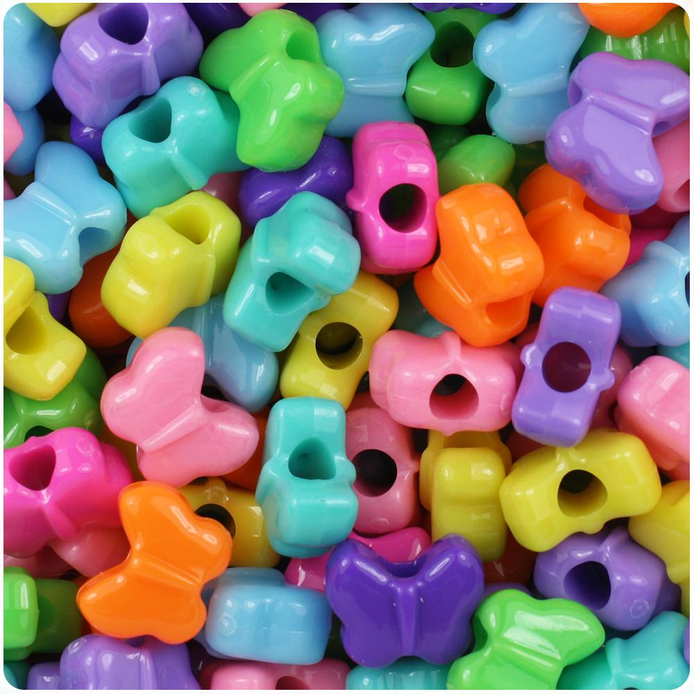 Bright Mix Opaque 13mm Butterfly Pony Beads (50pcs)
