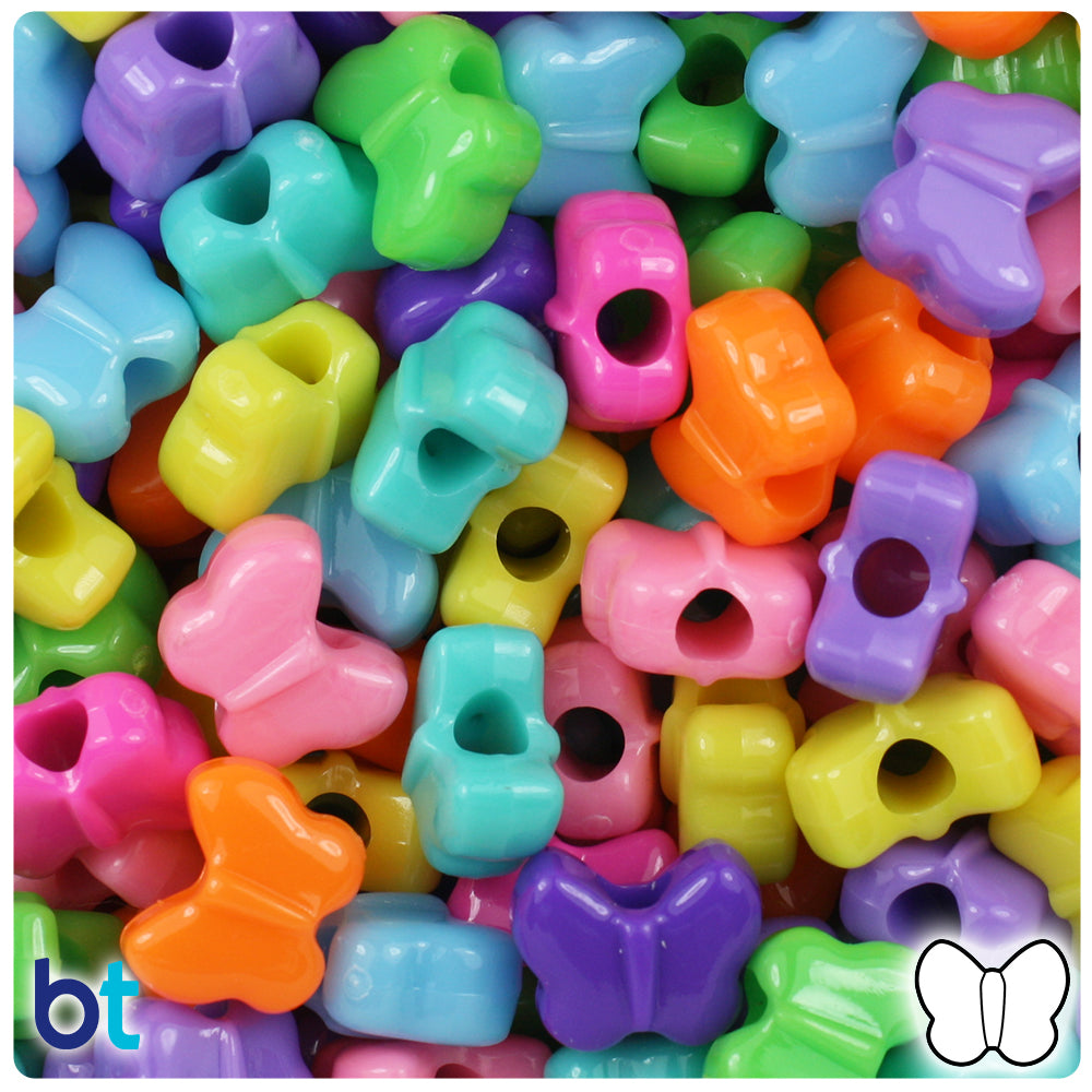 Bright Mix Opaque 13mm Butterfly Pony Beads (250pcs)