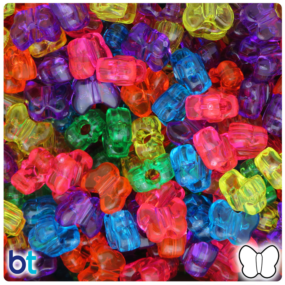 BeadTin Pearl Mix 12mm Heart (VH) Plastic Pony Beads (250pcs)