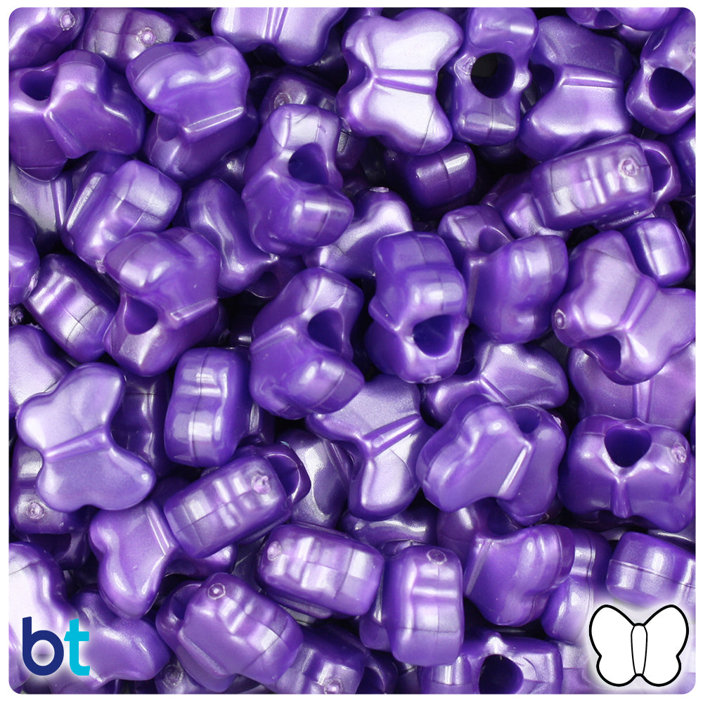 Dark Purple Pearl 13mm Butterfly Pony Beads (250pcs)