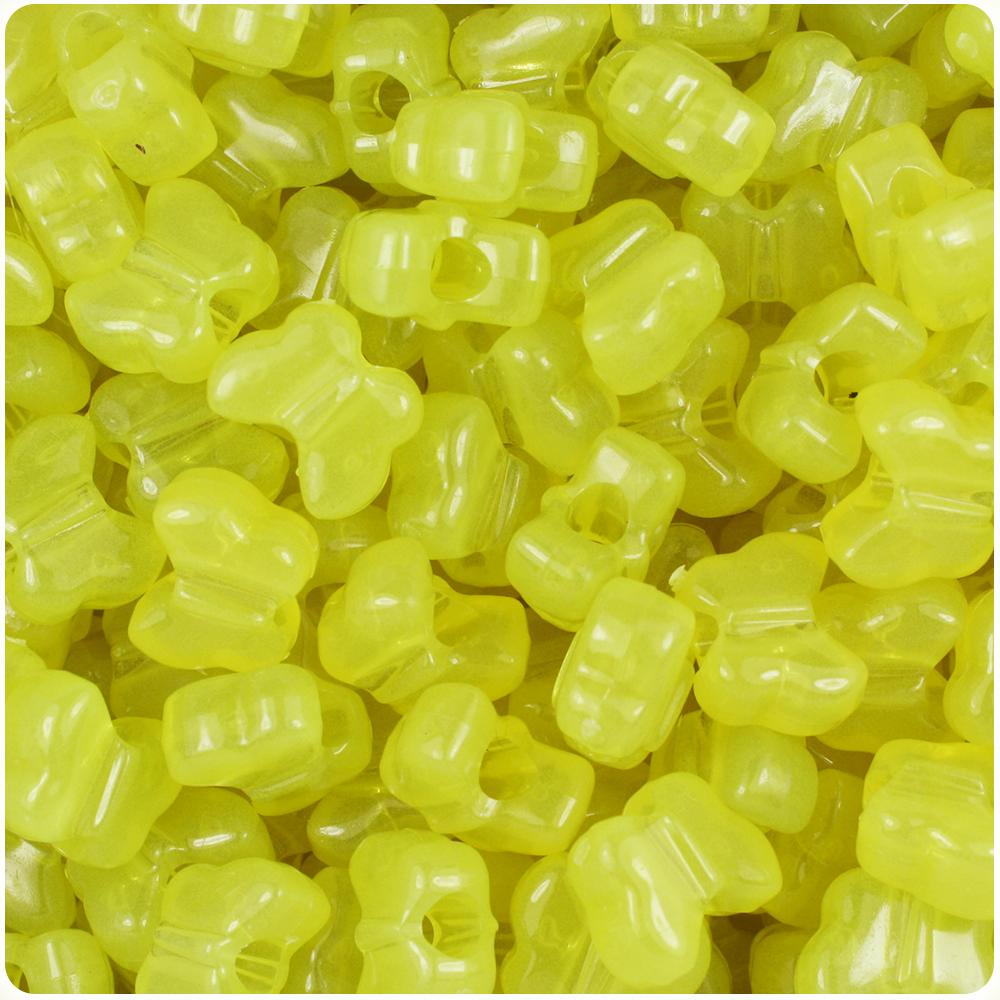 Yellow Glow 13mm Butterfly Pony Beads (50pcs)