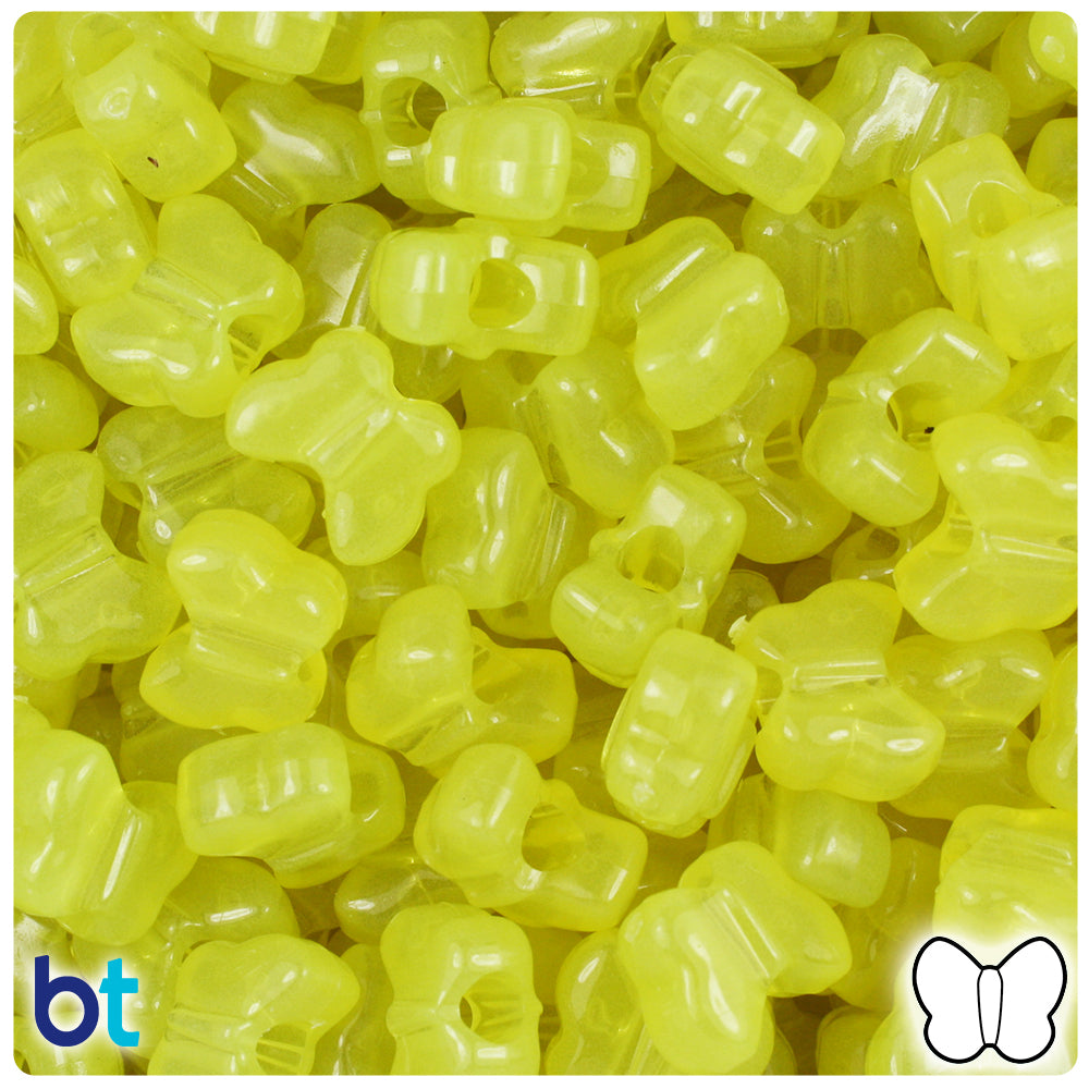 Yellow Glow 13mm Butterfly Pony Beads (250pcs)