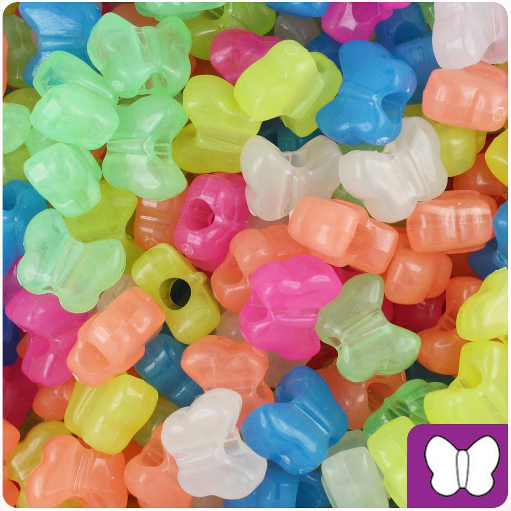 Glow Mix 13mm Butterfly Pony Beads (50pcs)