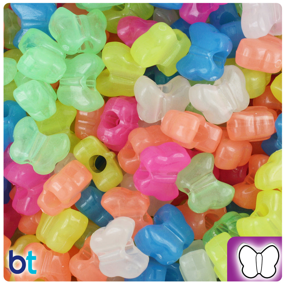 Glow Mix 13mm Butterfly Pony Beads (250pcs)