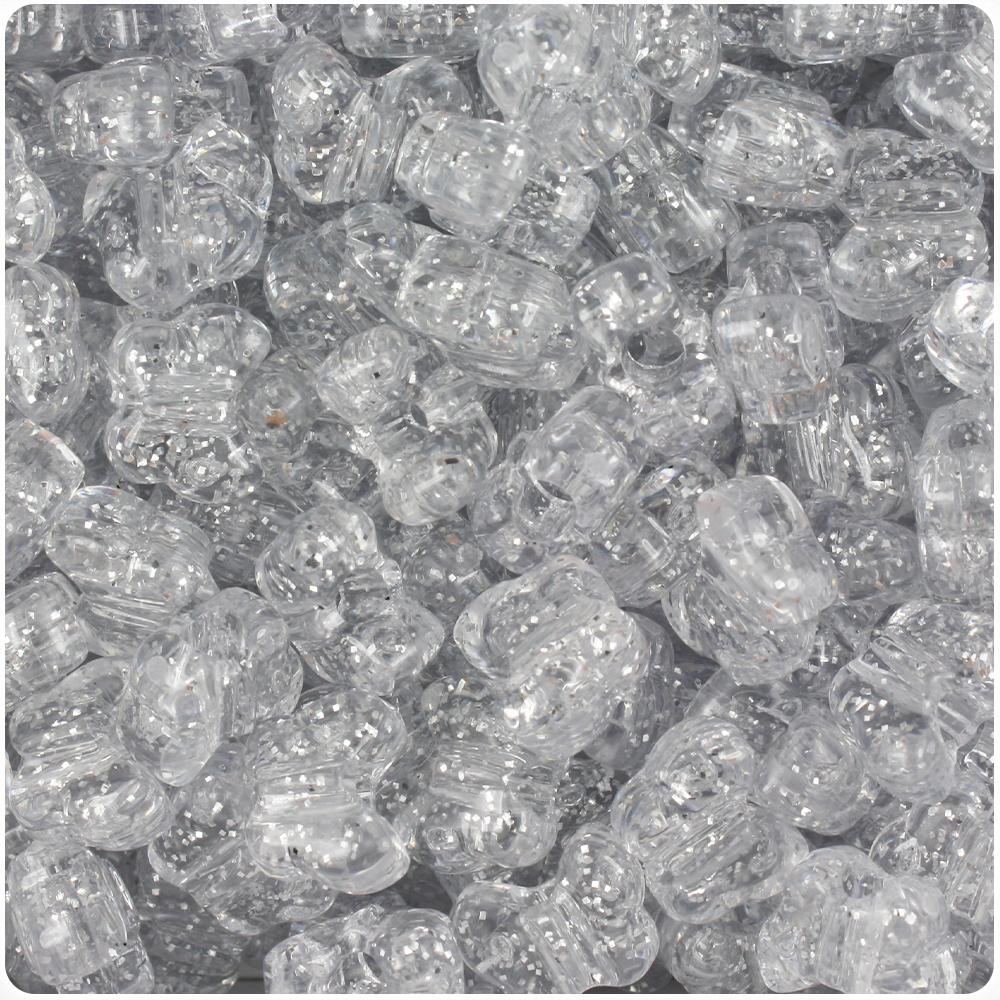 Silver Sparkle 13mm Butterfly Pony Beads (50pcs)