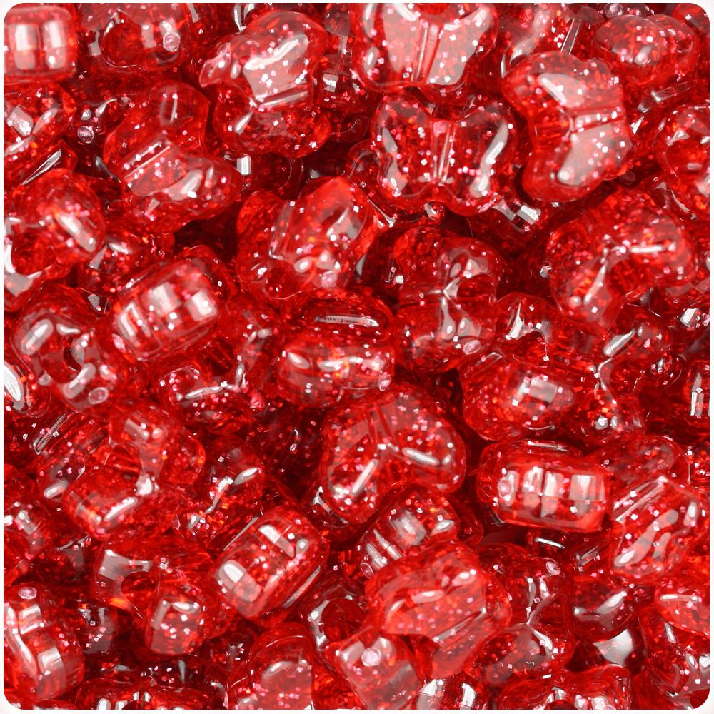 Ruby Sparkle 13mm Butterfly Pony Beads (50pcs)