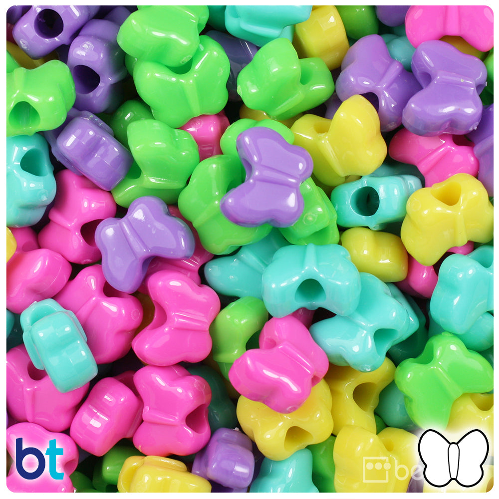 Candy Mix Opaque 13mm Butterfly Pony Beads (250pcs)