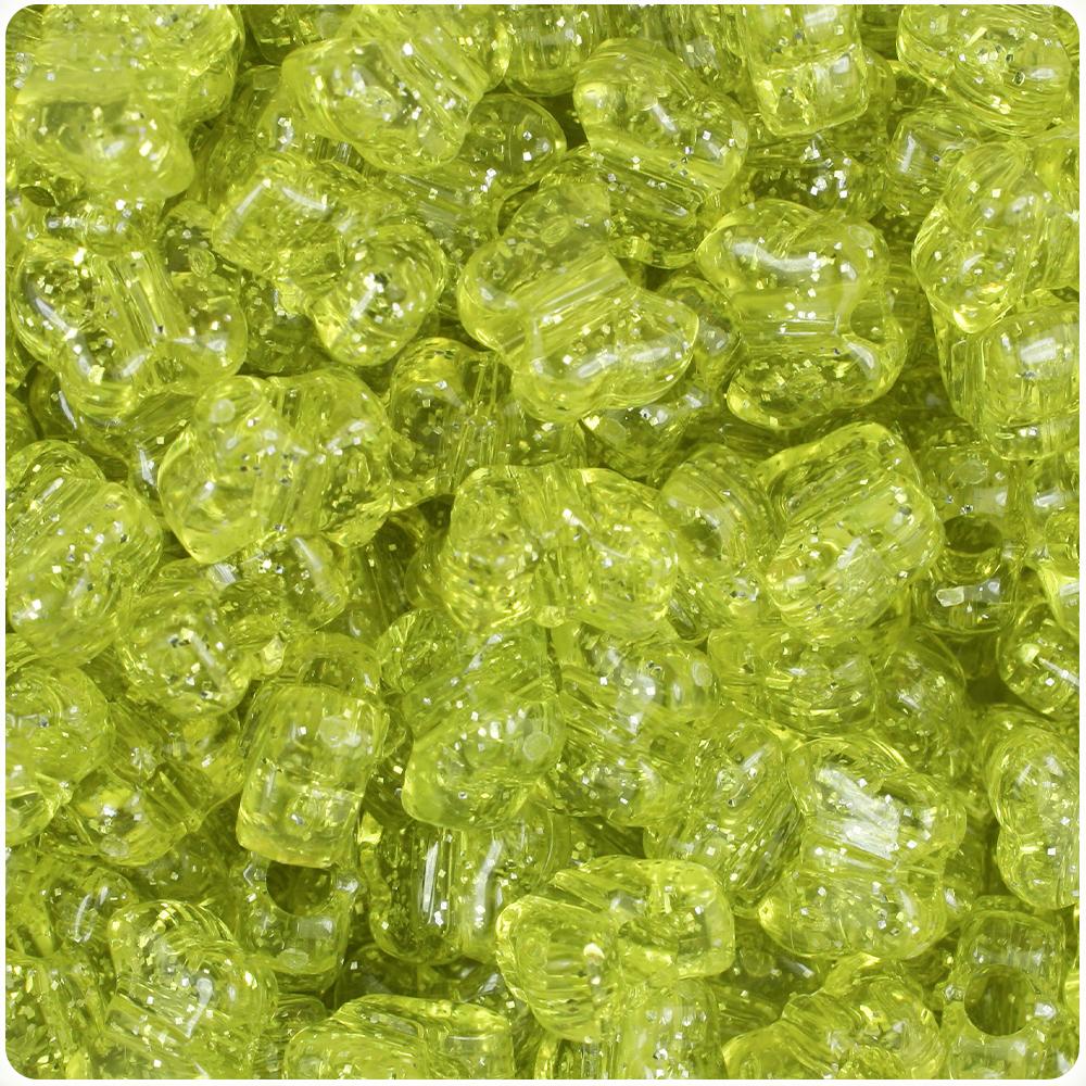 Yellow Sparkle 13mm Butterfly Pony Beads (50pcs)