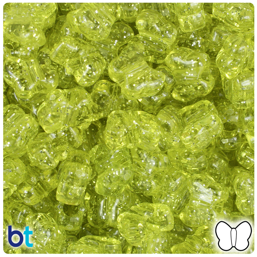 Yellow Sparkle 13mm Butterfly Pony Beads (250pcs)