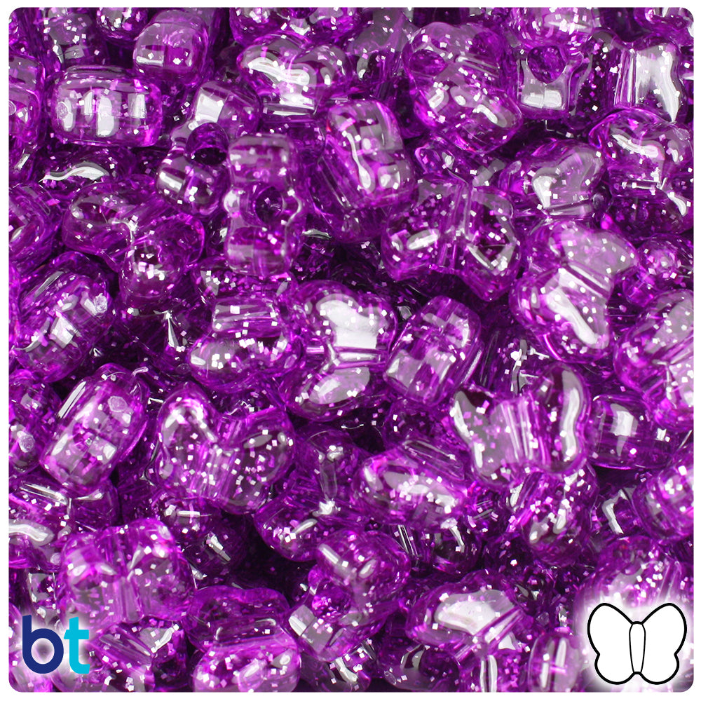 Lilac Sparkle 13mm Butterfly Pony Beads (250pcs)