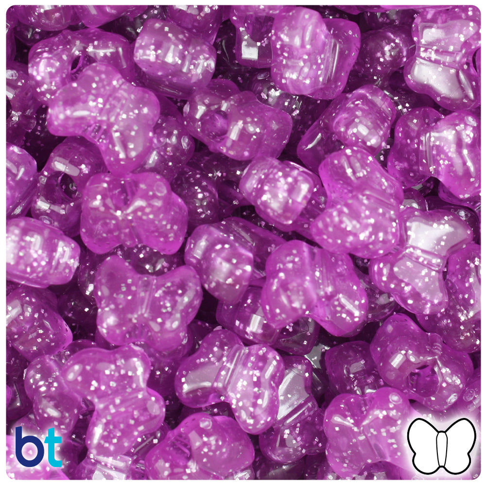 Pale Lilac Sparkle 13mm Butterfly Pony Beads (250pcs)