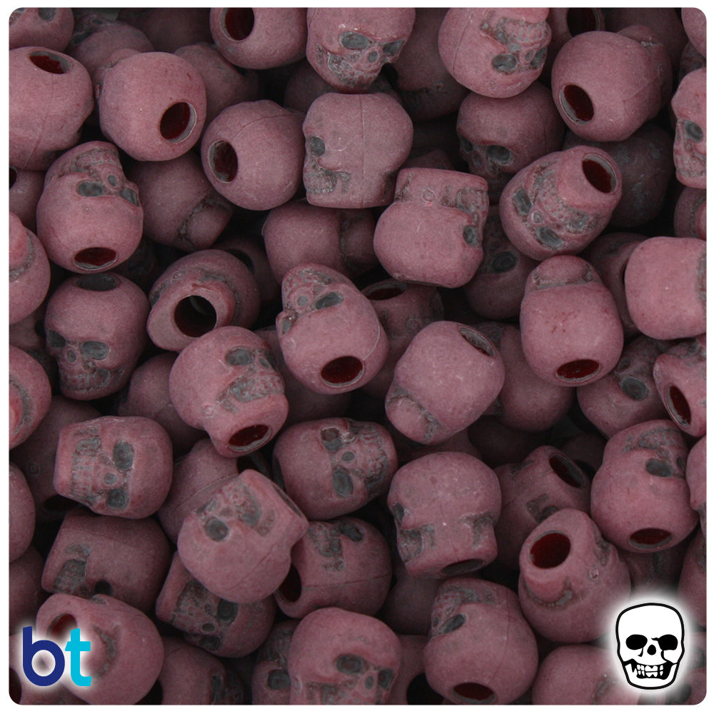 Cranberry Antique 11mm Skull Pony Beads (150pcs)