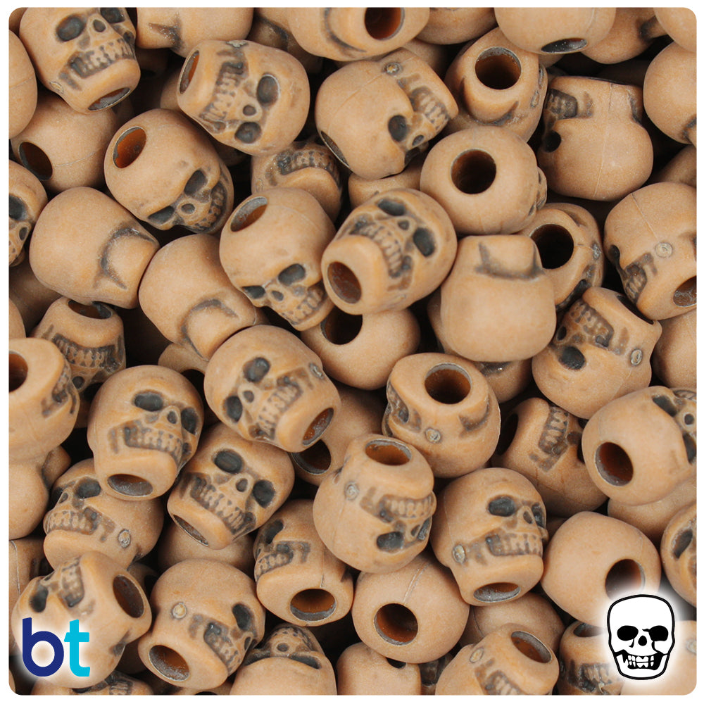 Tiger Eye Antique 11mm Skull Pony Beads (150pcs)