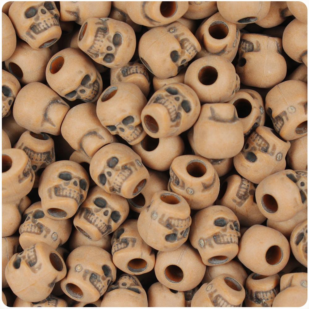 Tiger Eye Antique 11mm Skull Pony Beads (30pcs)