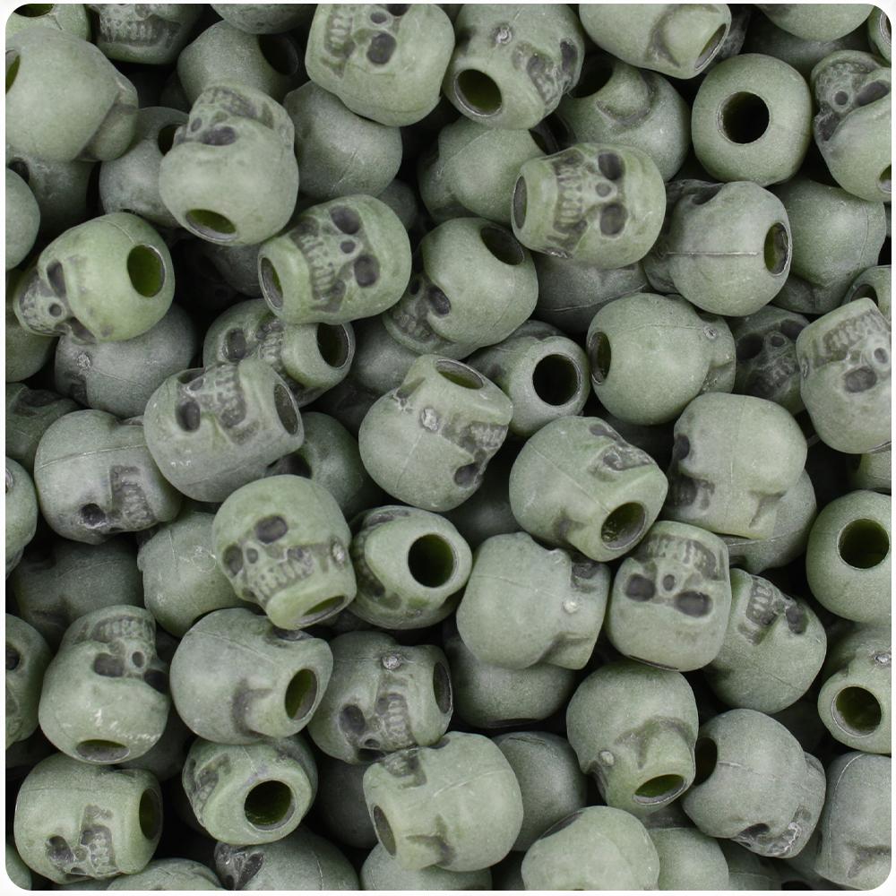 Jade Antique 11mm Skull Pony Beads (30pcs)