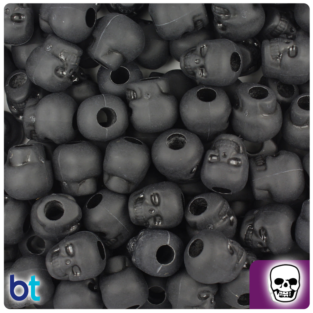 Black Matte 11mm Skull Pony Beads (150pcs)