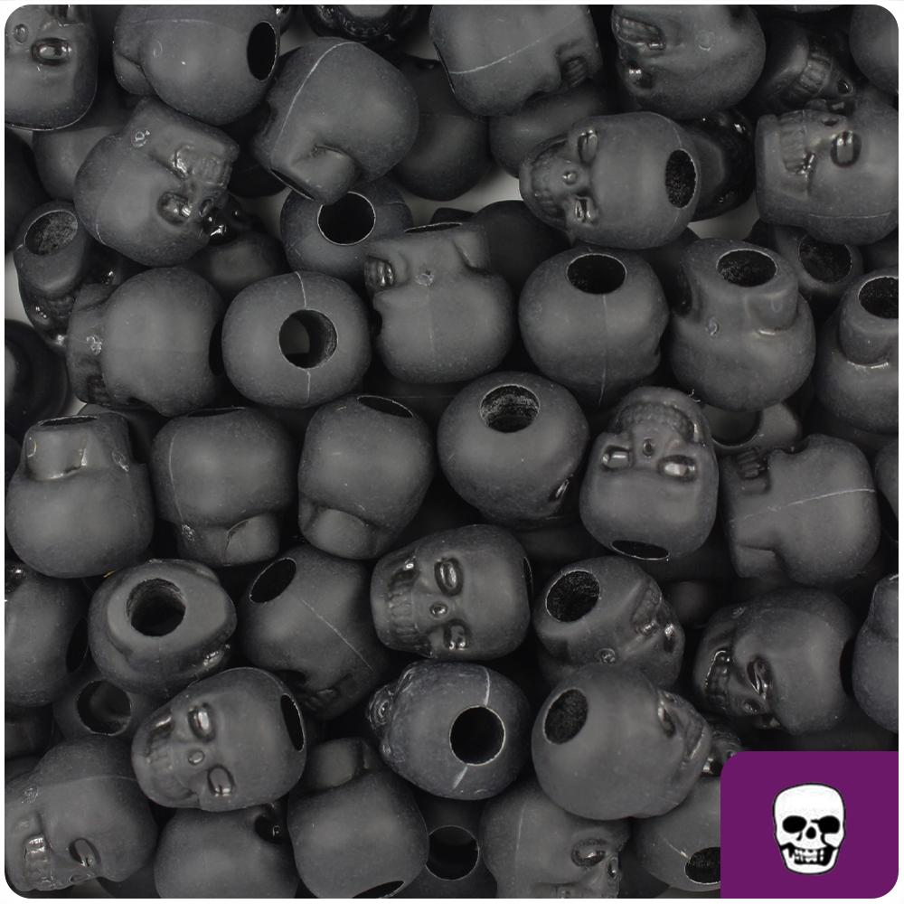 Black Matte 11mm Skull Pony Beads (30pcs)