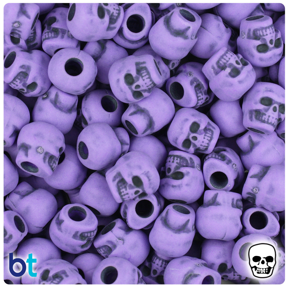 Dark Lilac Antique 11mm Skull Pony Beads (150pcs)