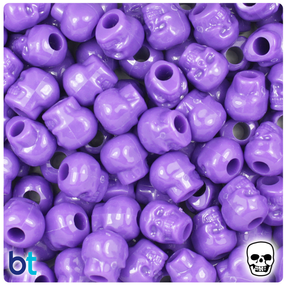 Dark Lilac Opaque 11mm Skull Pony Beads (150pcs)