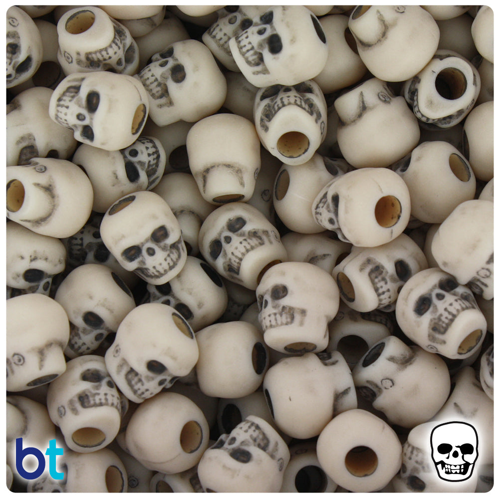 Dark Ivory Antique 11mm Skull Pony Beads (150pcs)