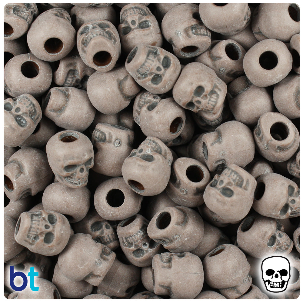 Chocolate Antique 11mm Skull Pony Beads (150pcs)