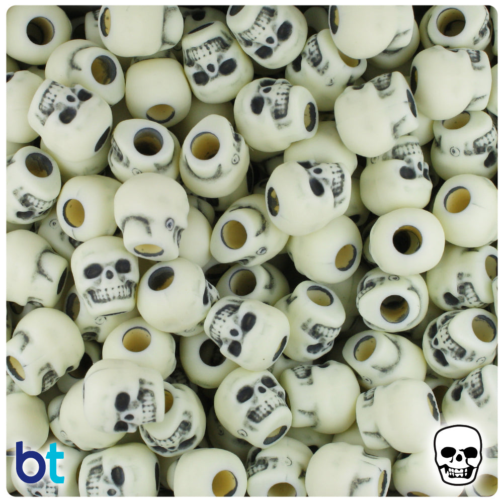 Ivory Antique 11mm Skull Pony Beads (150pcs)
