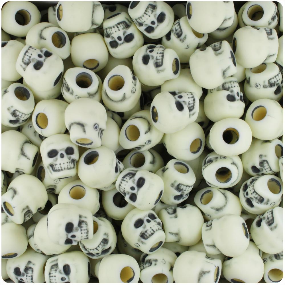 Ivory Antique 11mm Skull Pony Beads (30pcs)