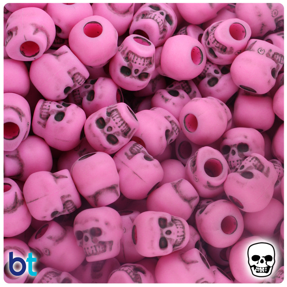 Dark Pink Antique 11mm Skull Pony Beads (150pcs)