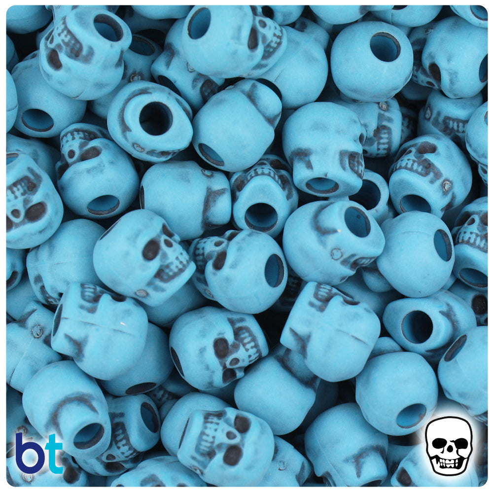 Dark Turquoise Antique 11mm Skull Pony Beads (150pcs)