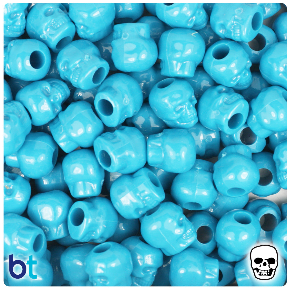 Dark Turquoise Opaque 11mm Skull Pony Beads (150pcs)