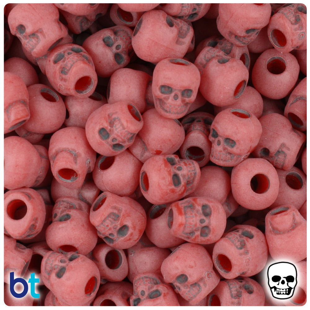Red Antique 11mm Skull Pony Beads (150pcs)