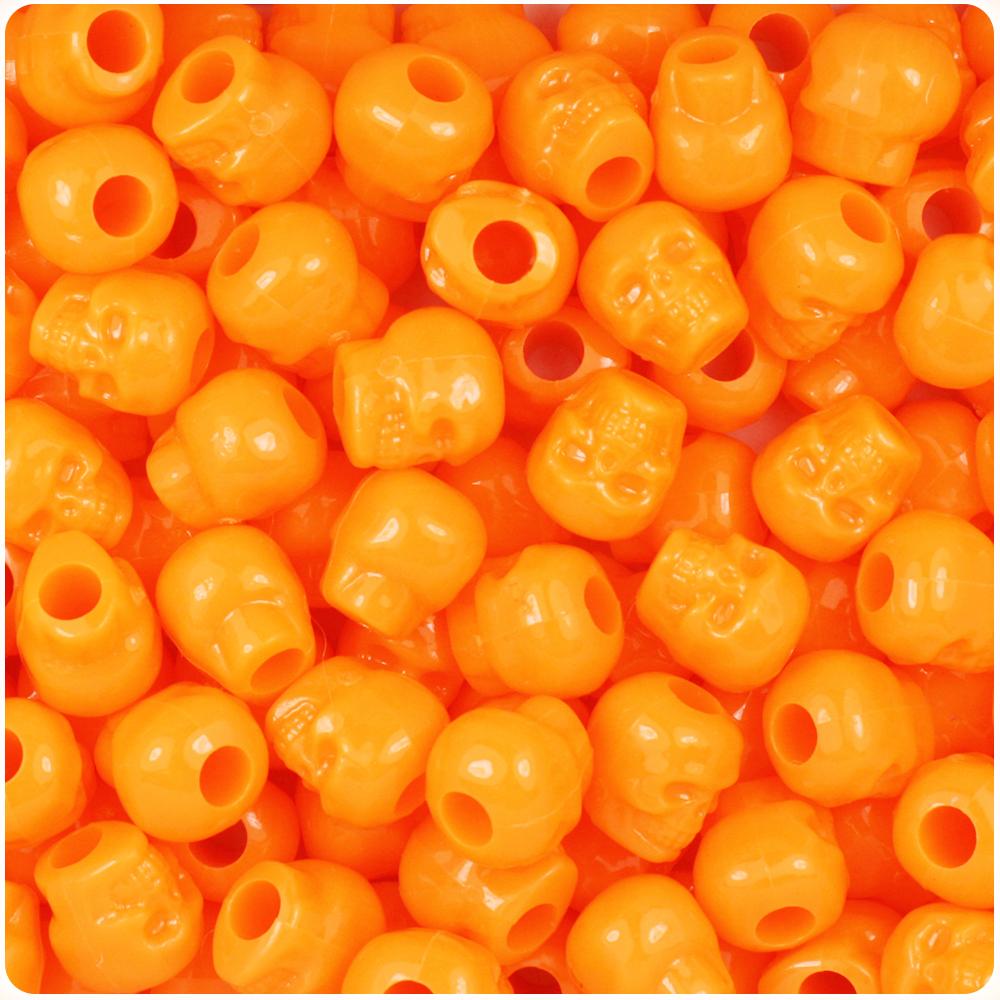 Orange Opaque 11mm Skull Pony Beads (30pcs)