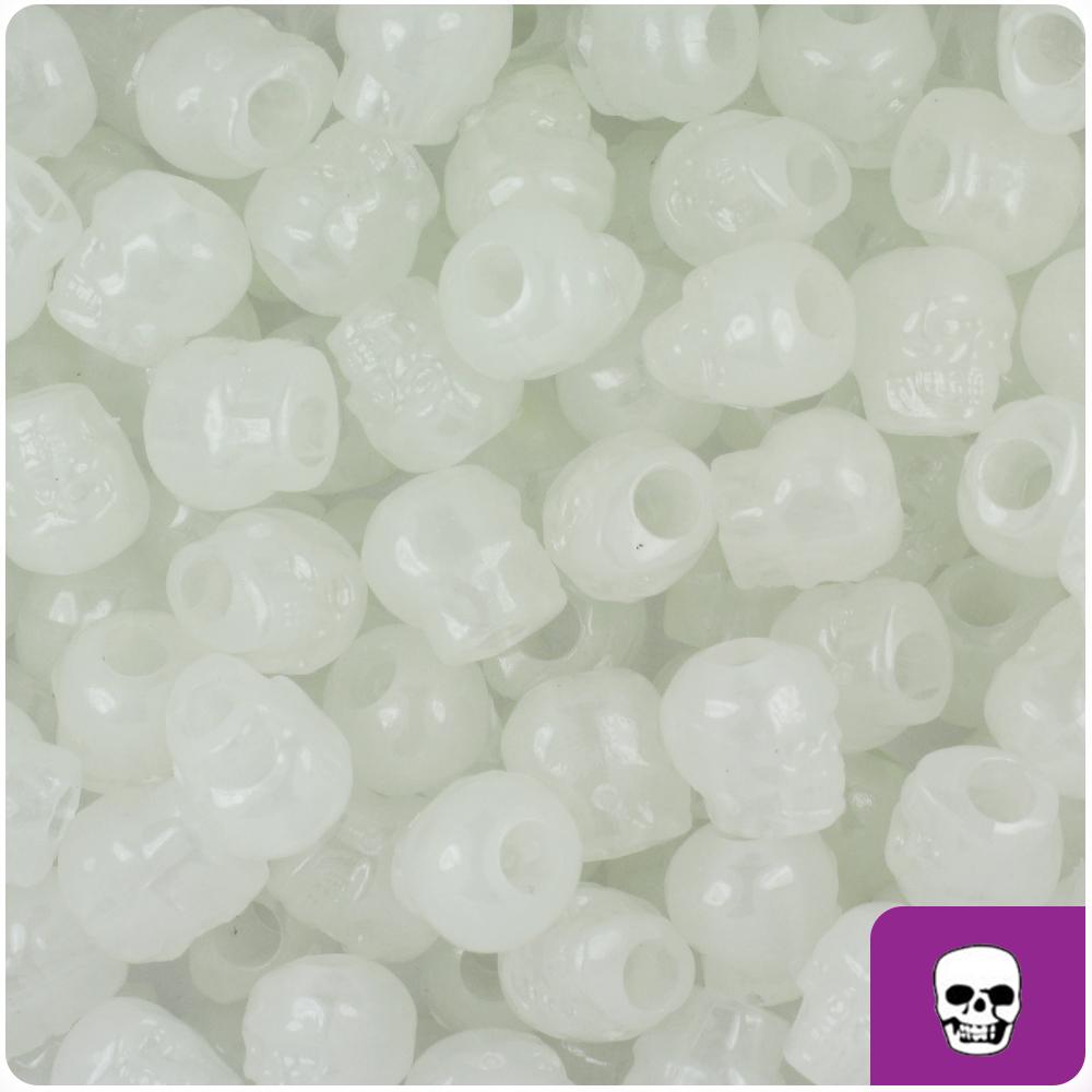 Night Glow-in-the-Dark 11mm Skull Pony Beads (30pcs)
